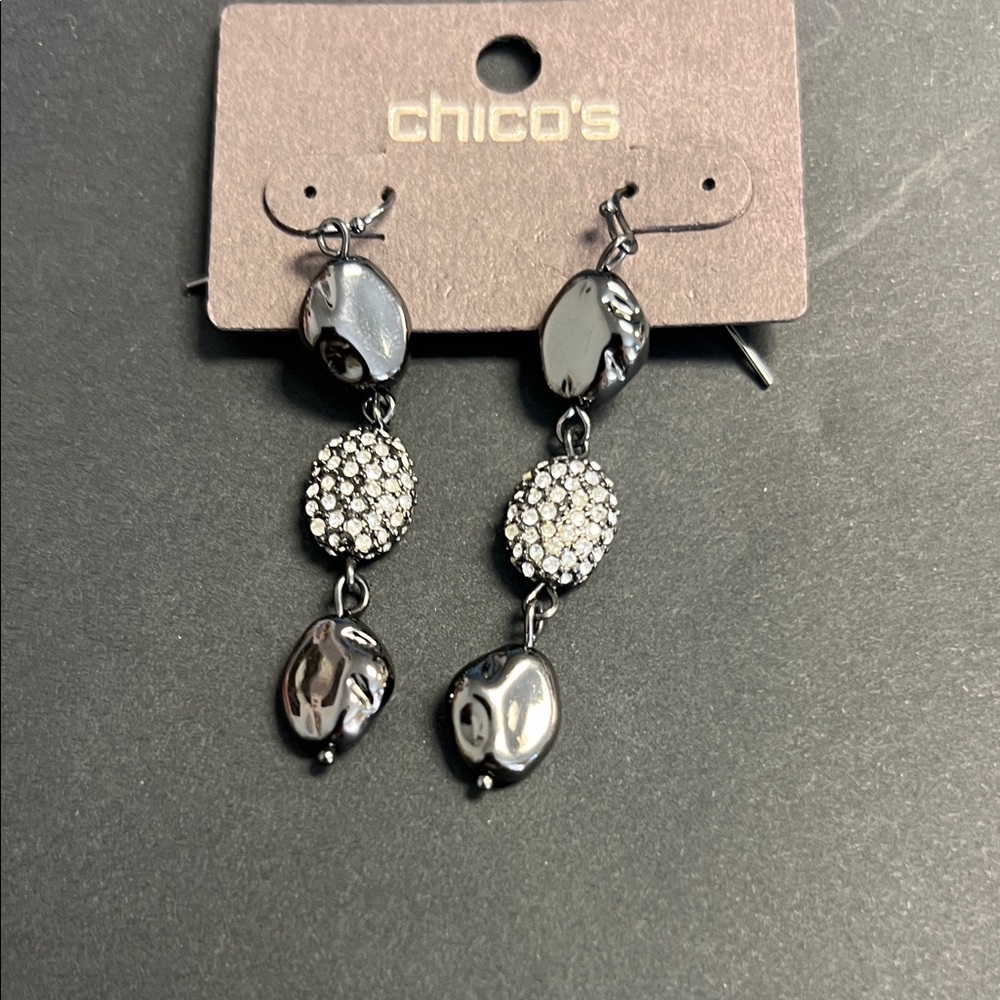 Chico's Black and Silver Beaded Earrings